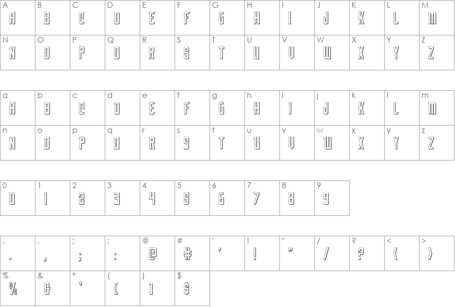 Nemesis Enforcer font character map preview