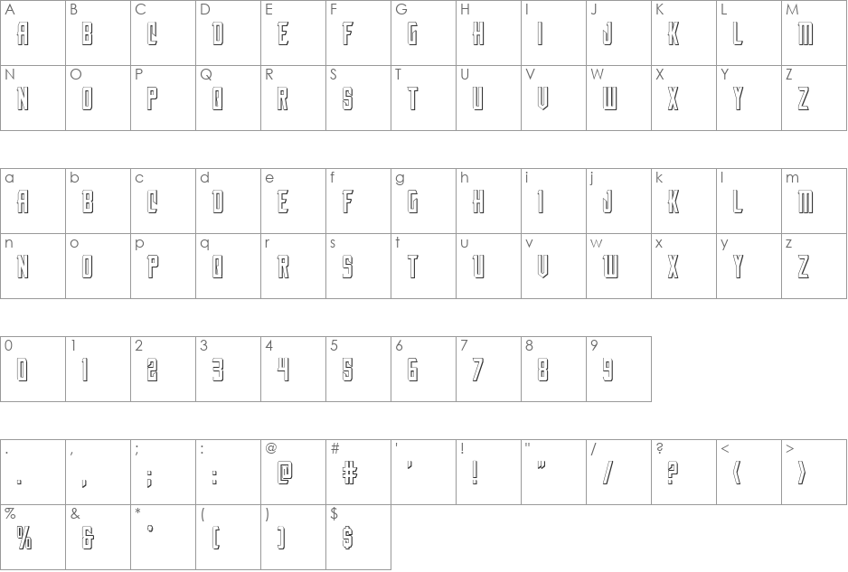 Nemesis Enforcer 3D font character map preview