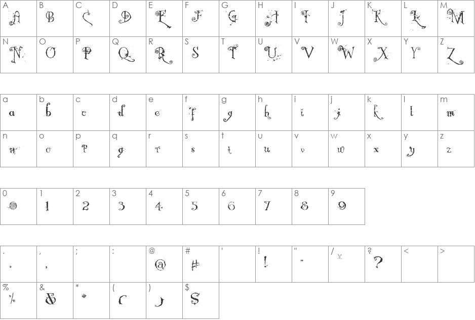 Nemo font character map preview