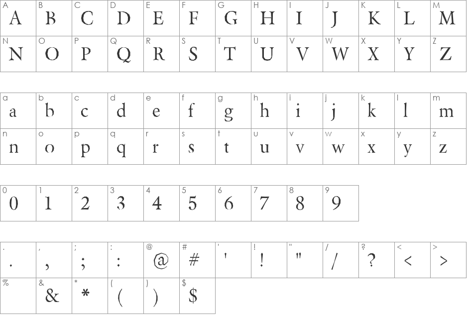 Neny Flasma font character map preview