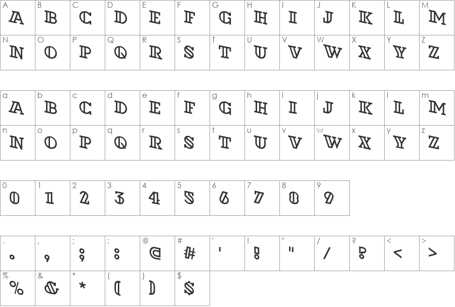 a_DexterOtlSpDn font character map preview