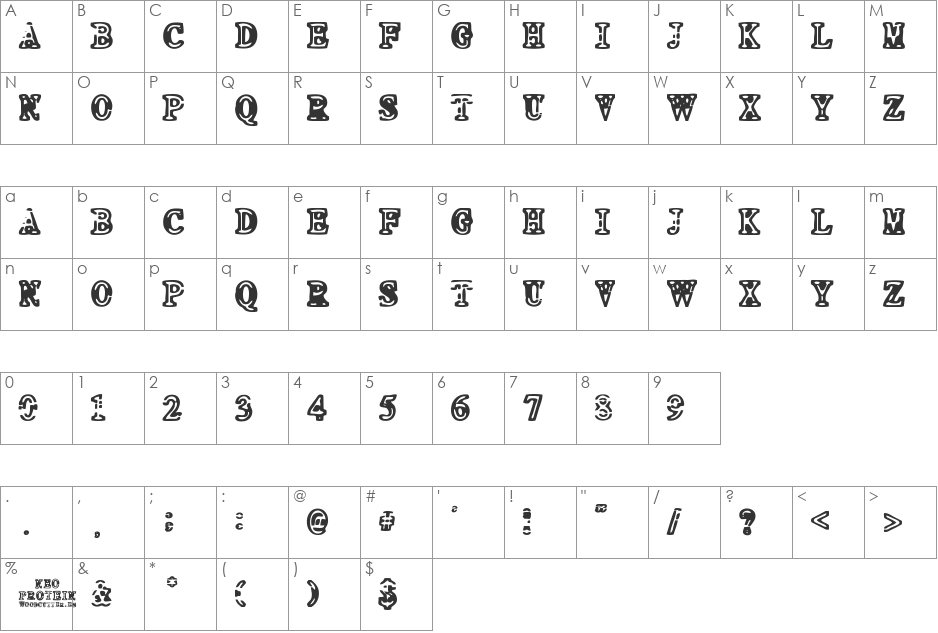 NEO PROTEIN font character map preview