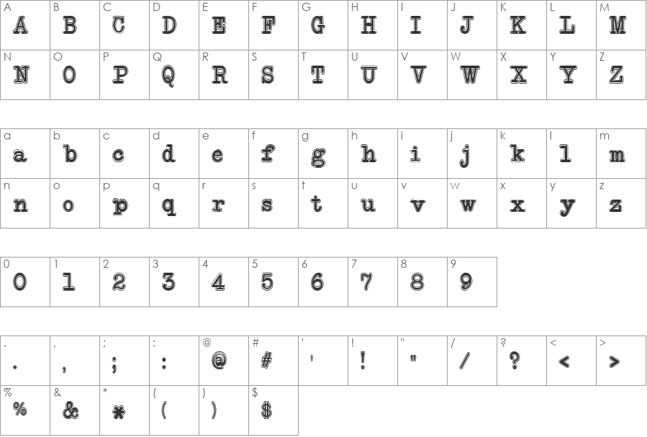 NeoBulletin College font character map preview