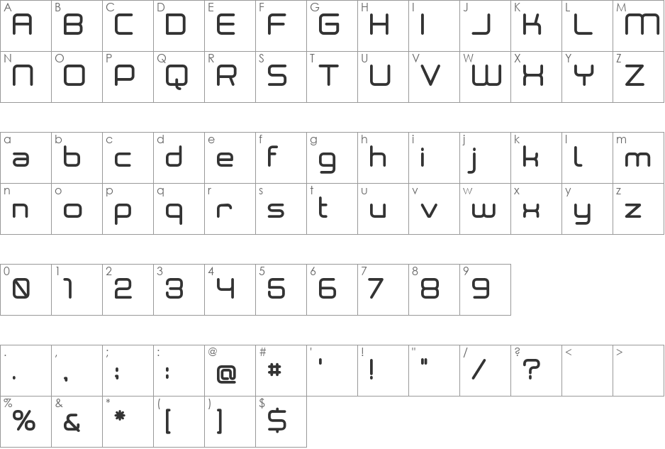 Neogrey font character map preview