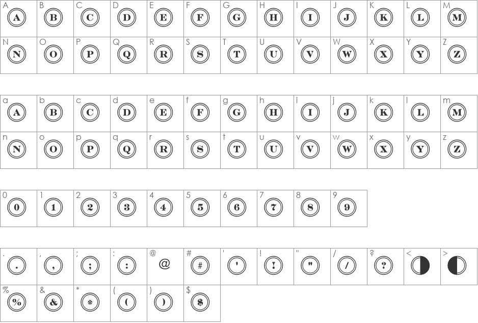 a_DiscoSerifDblOvl font character map preview