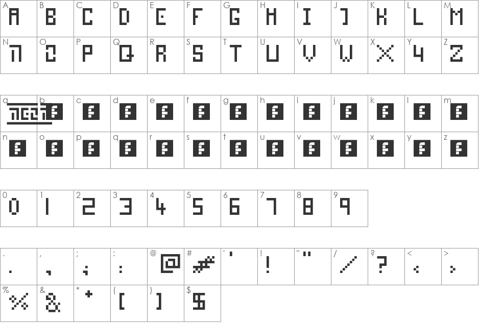 NeoN font character map preview