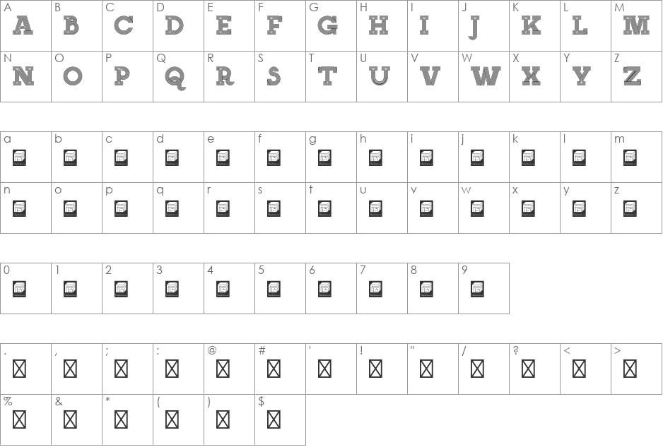 NEON SERIF font character map preview