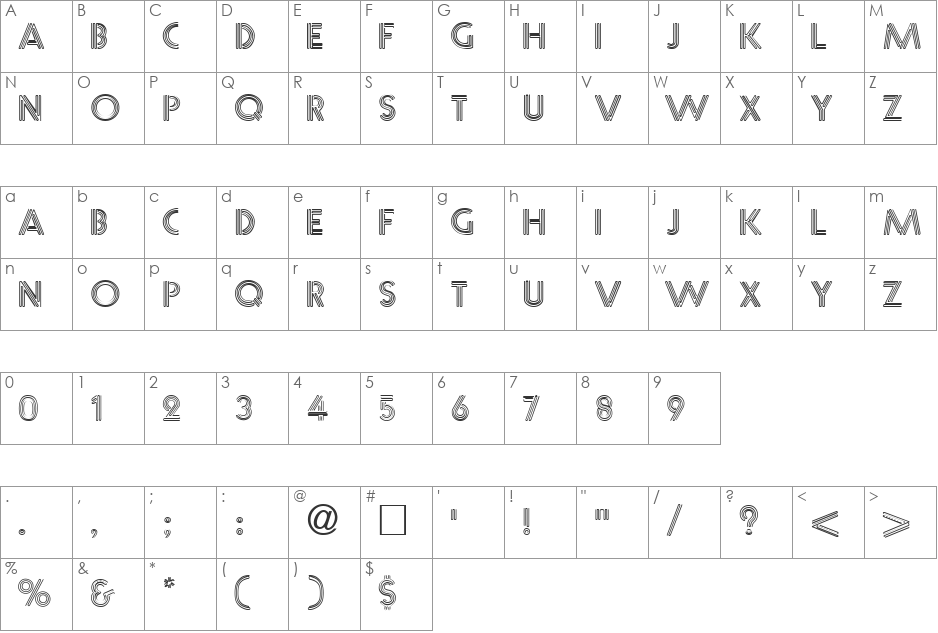 NeonCaps font character map preview
