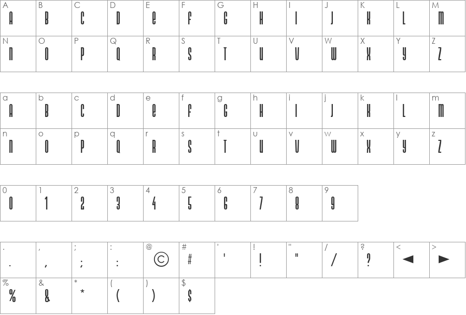 NeonlightDB font character map preview