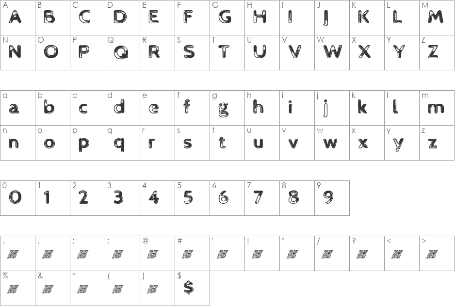 NeonTech font character map preview