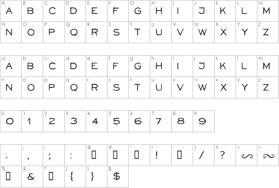 NeoRetroFill font character map preview