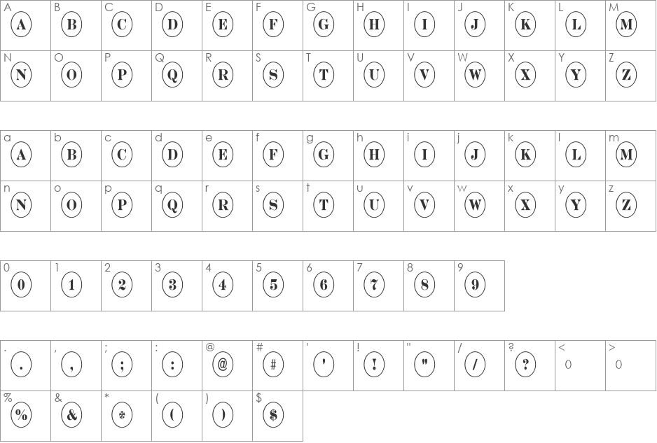 a_DiscoSerifNrOvl font character map preview