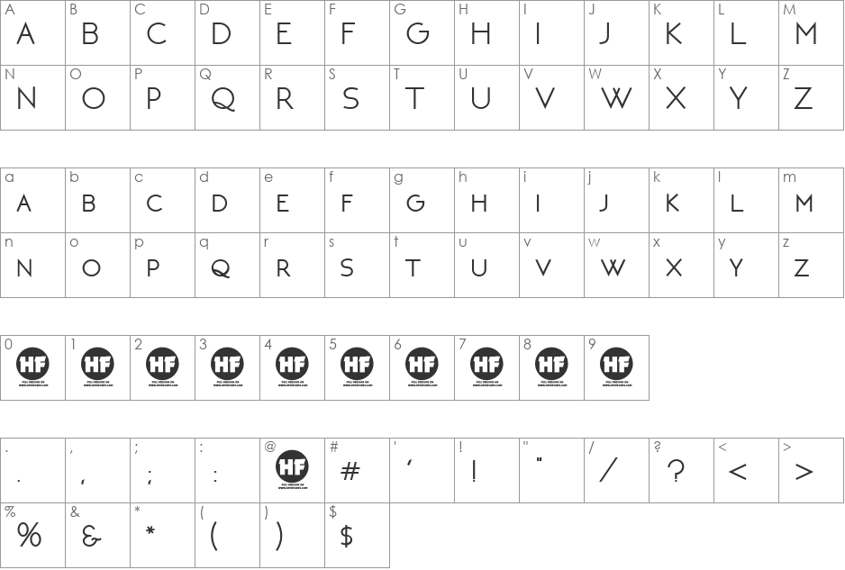 NEOTERIC font character map preview