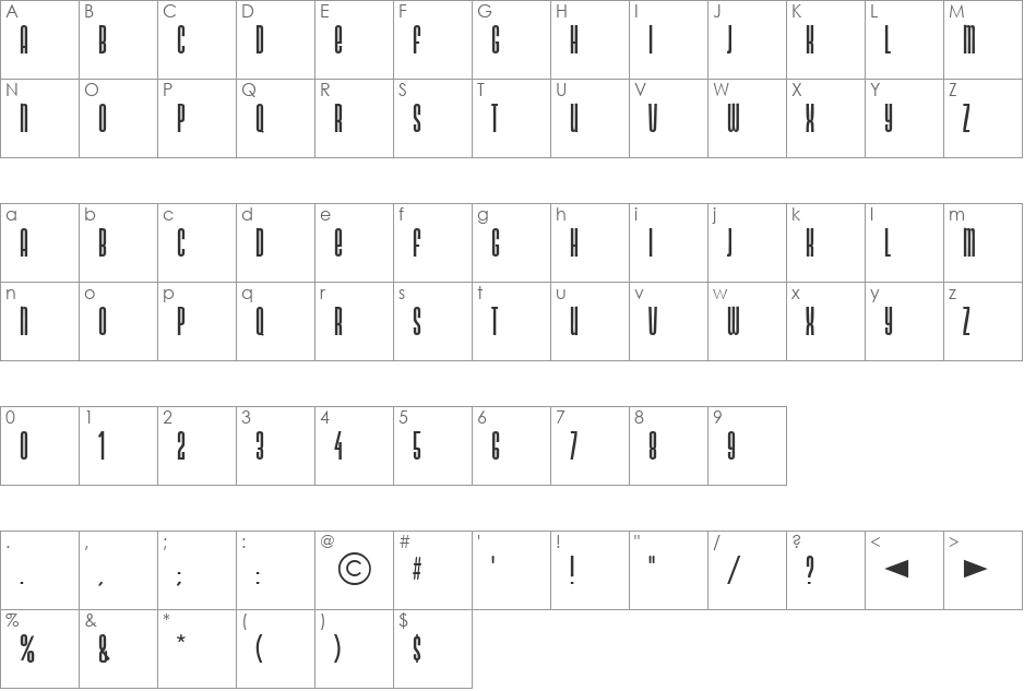 Neotype DB font character map preview
