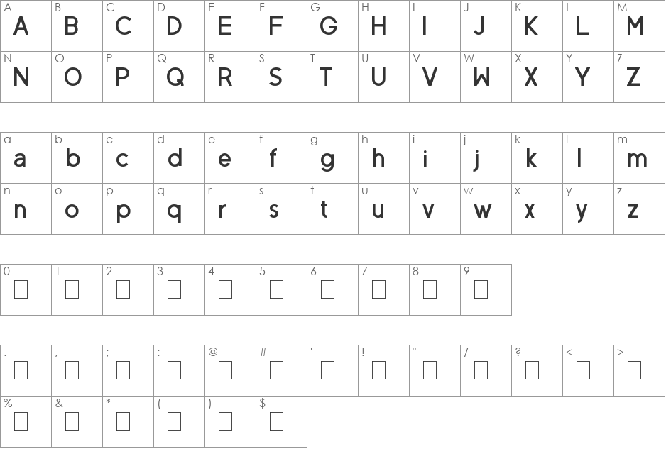 Neovix Basic font character map preview