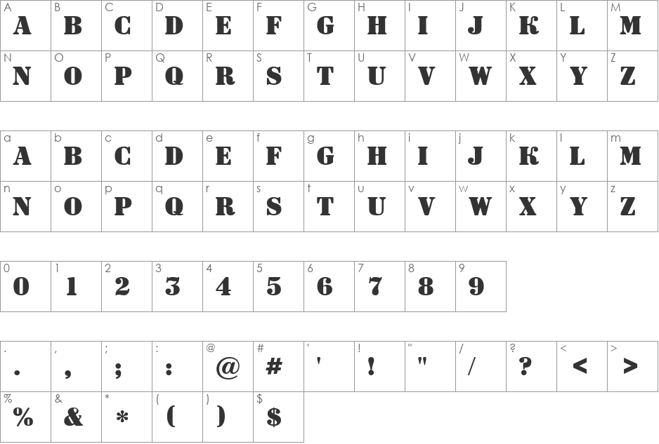 a_Dodger font character map preview