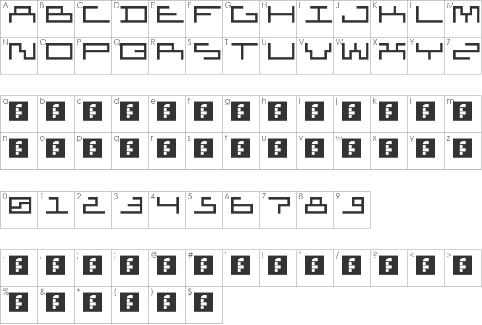 Nepobleckos font character map preview