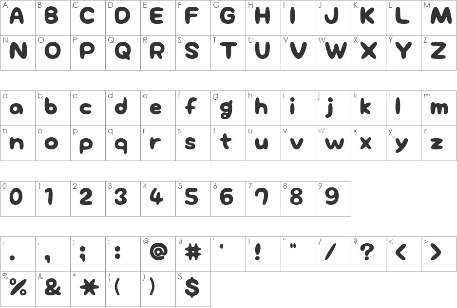 NeponKT font character map preview
