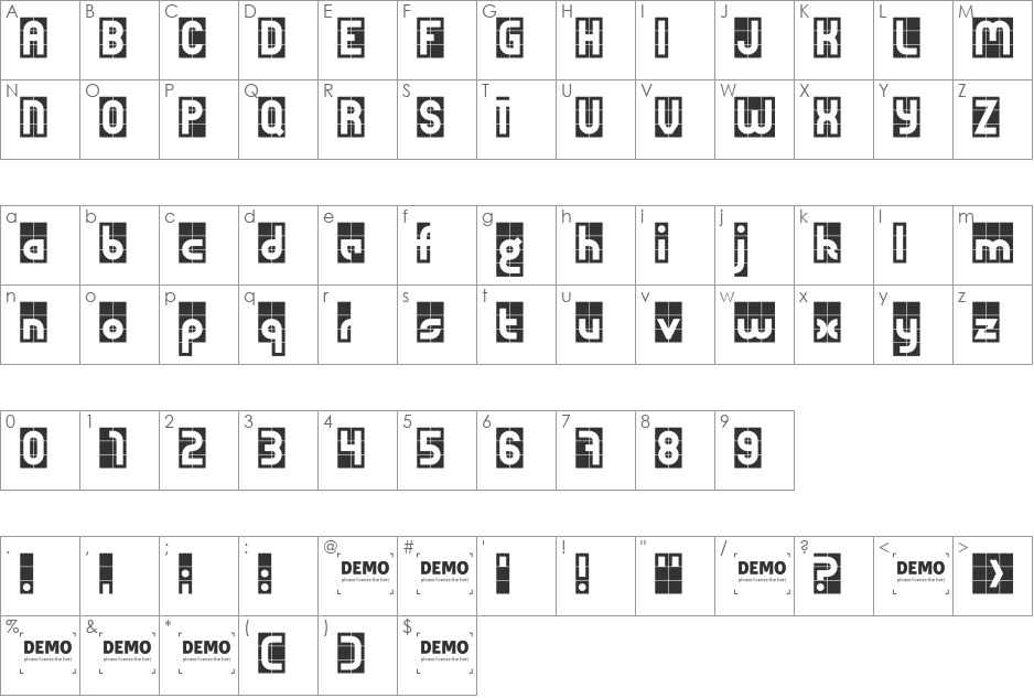 Nepos Demo font character map preview