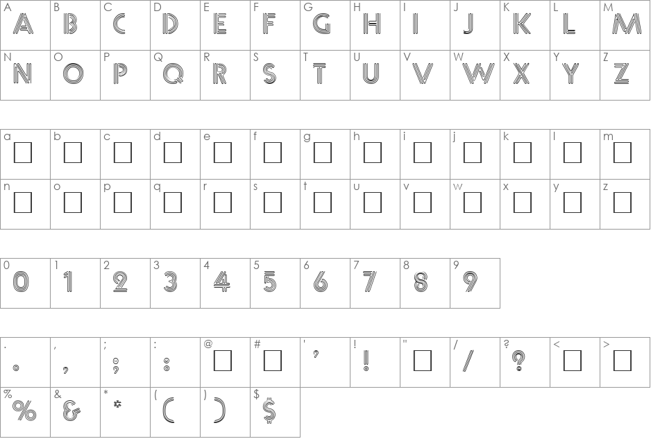 Neptune font character map preview