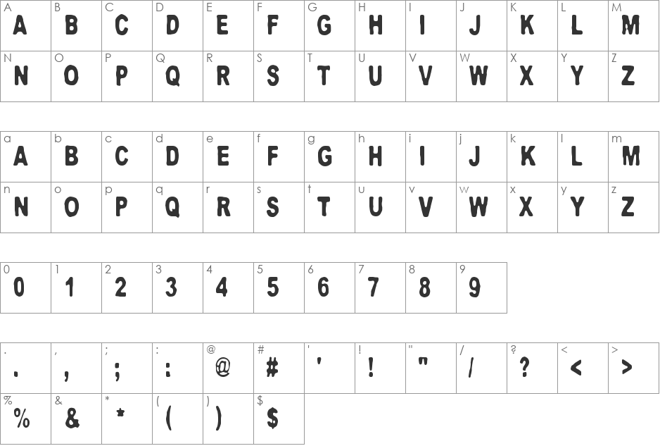 Neptunus font character map preview