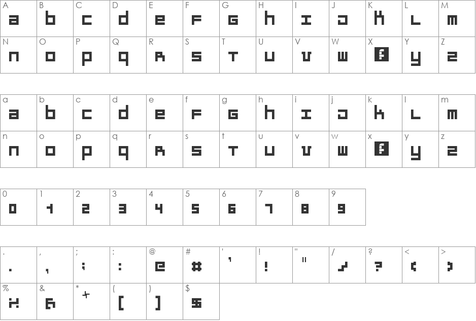 Nerka font character map preview