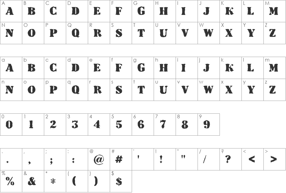 a_DodgerBrk font character map preview
