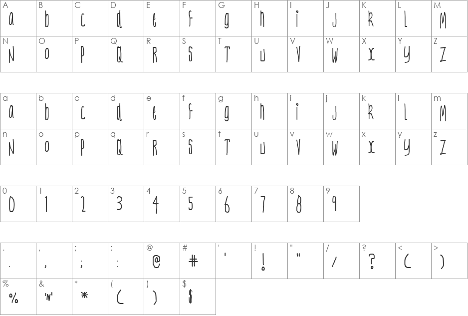 Nerve Tonic font character map preview