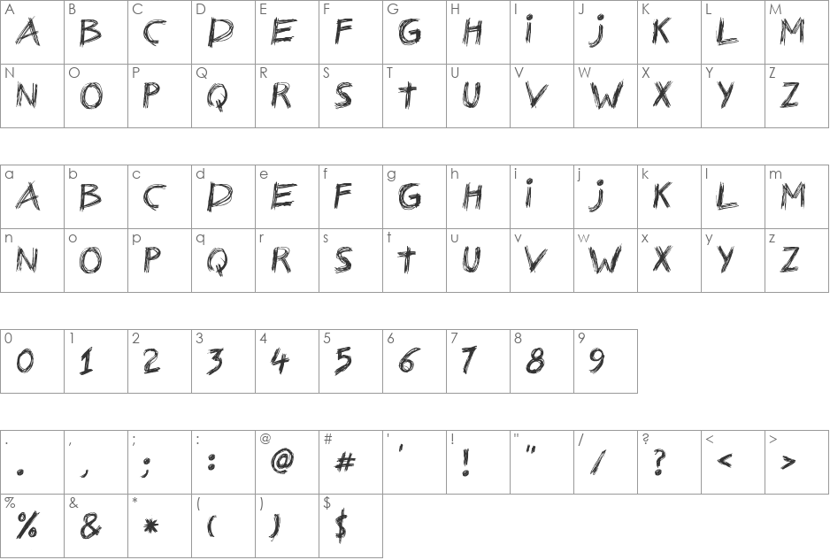 Nerwus font character map preview