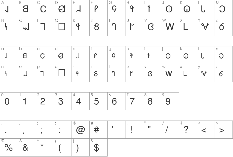 Netanjahu font character map preview