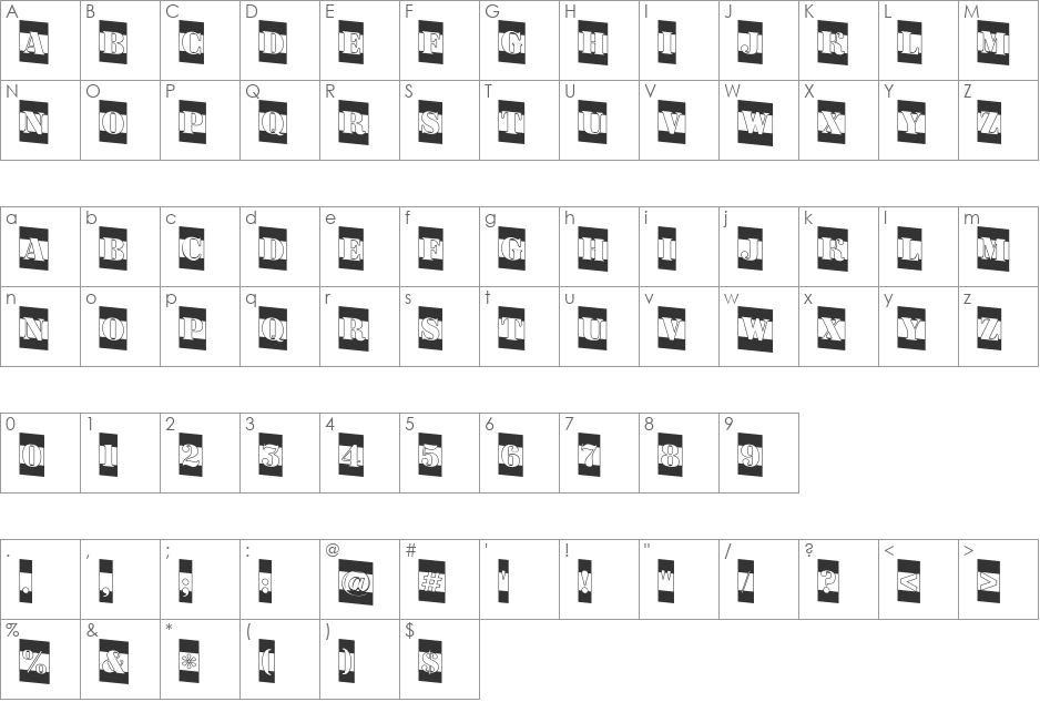 a_DodgerCmB&WDn font character map preview