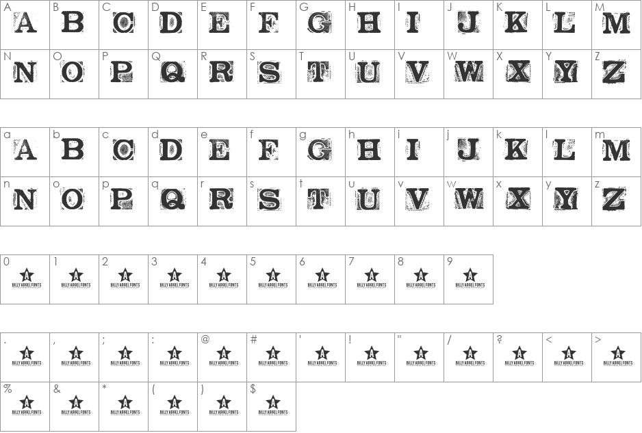 NETWORK VAMPIRES font character map preview