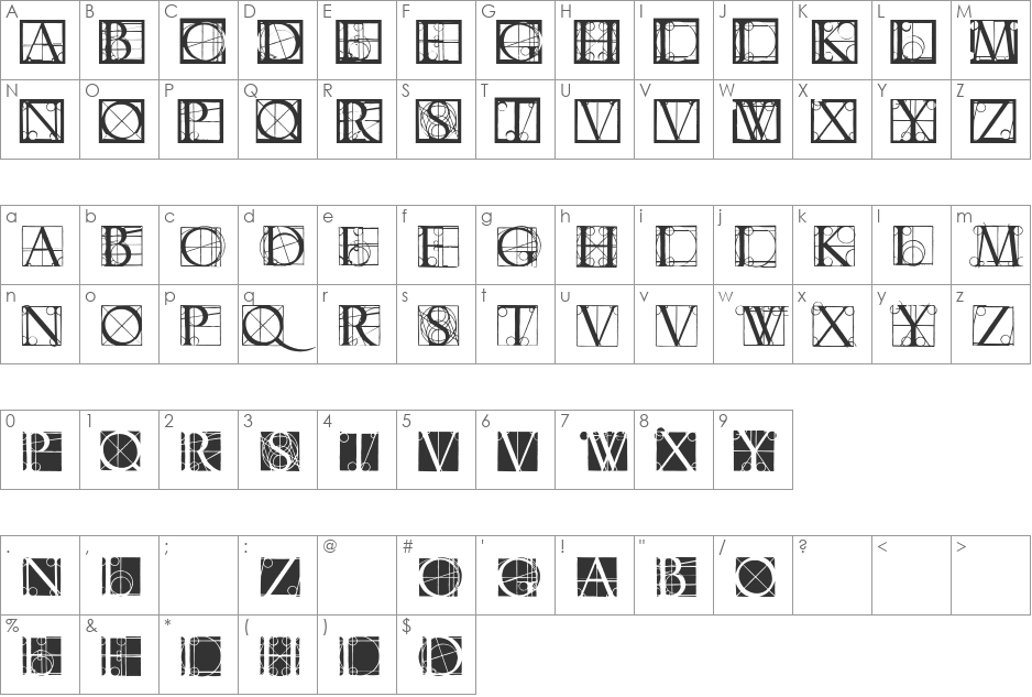 Neudoerffer font character map preview