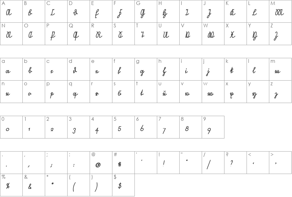 Neue Rudelskopf Verbunden font character map preview