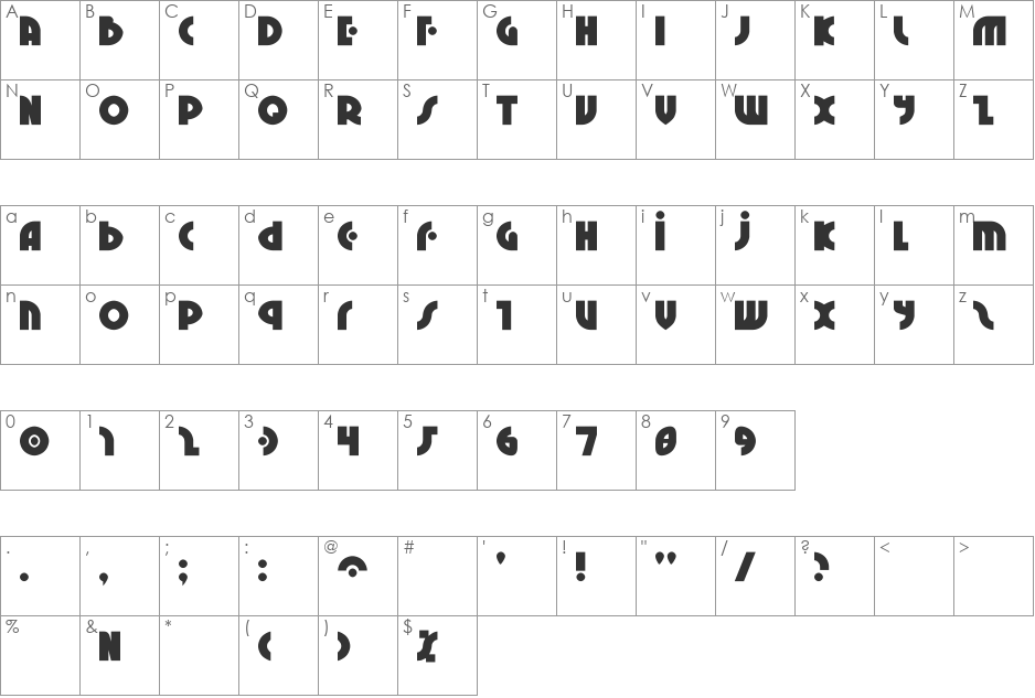 Neuralnomicon font character map preview