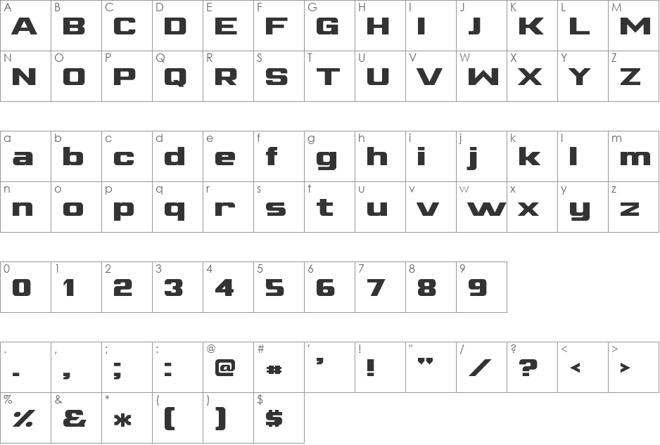 Neurostijl BXT font character map preview