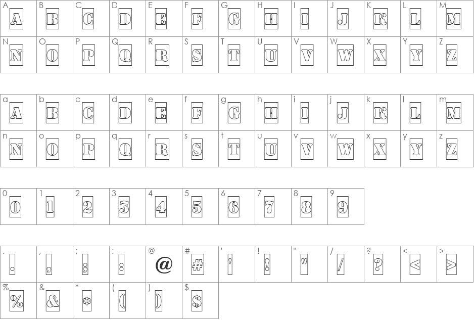 a_DodgerCmOtl font character map preview