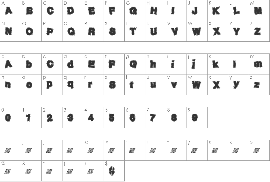 NeuroTick font character map preview