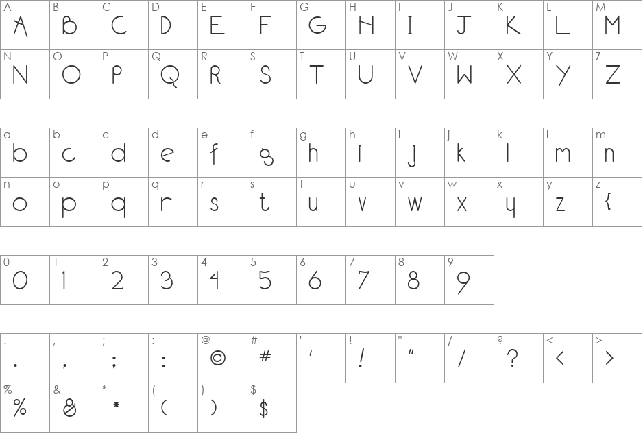 NeuSansLight font character map preview