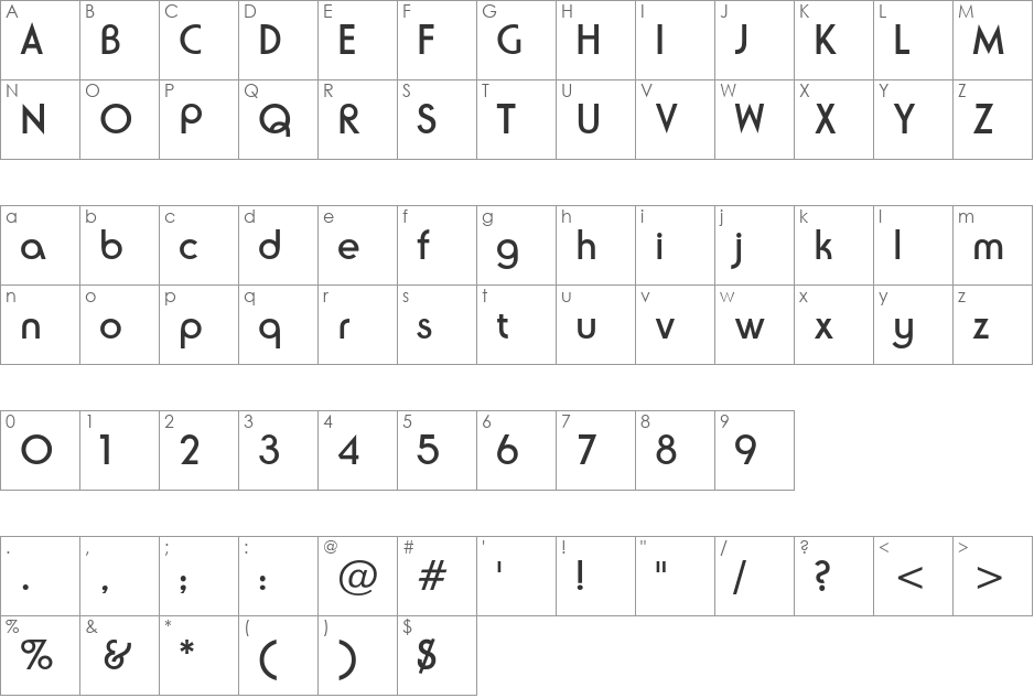 NeuseSSK font character map preview