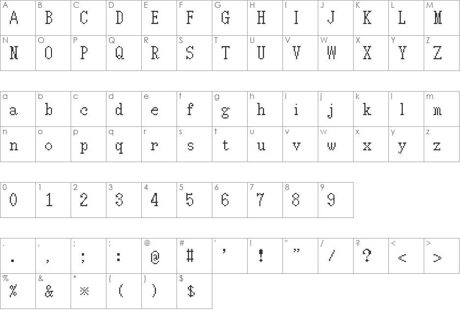 Neutopia (TG16) font character map preview