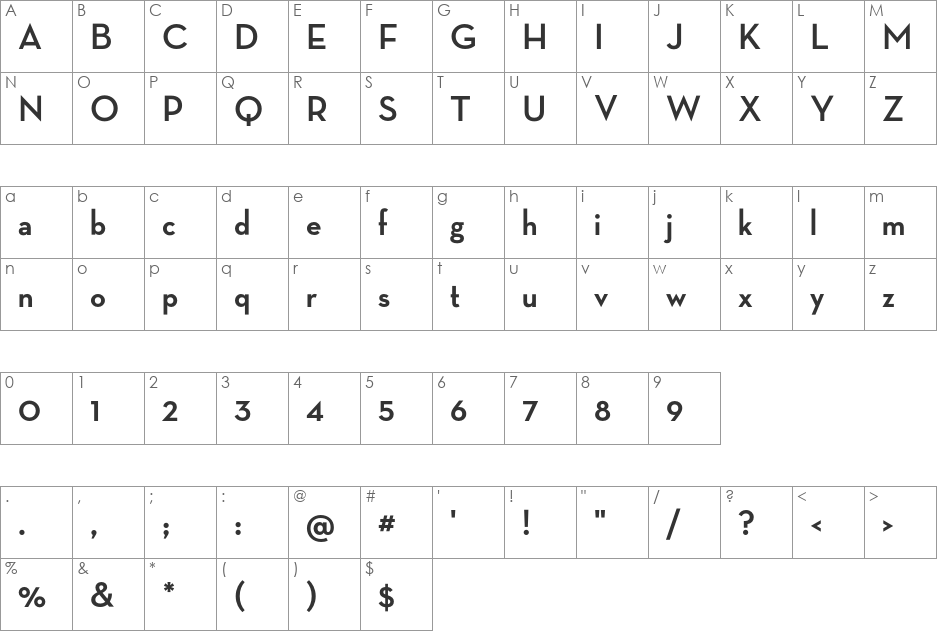 Neutra Display font character map preview