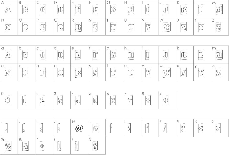 a_DodgerCmOtlUp font character map preview