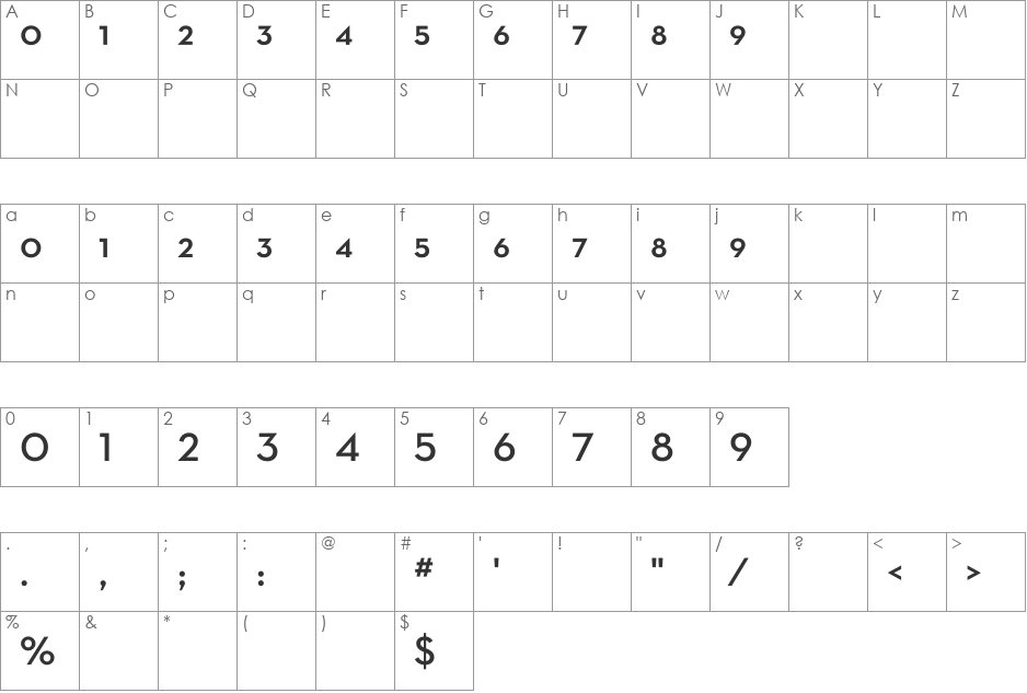 Neutra Text Light Frac font character map preview