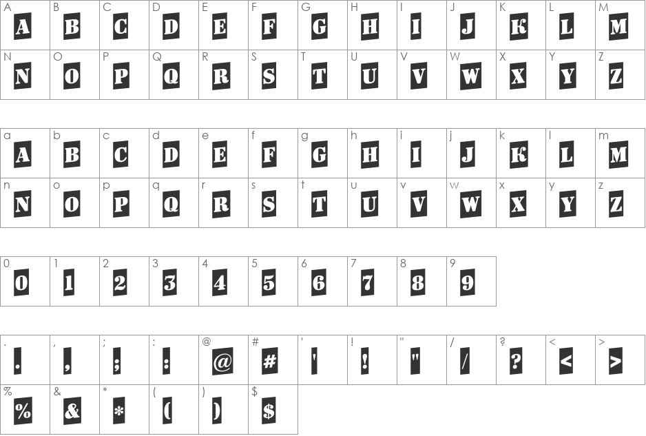 a_DodgerCmUp font character map preview