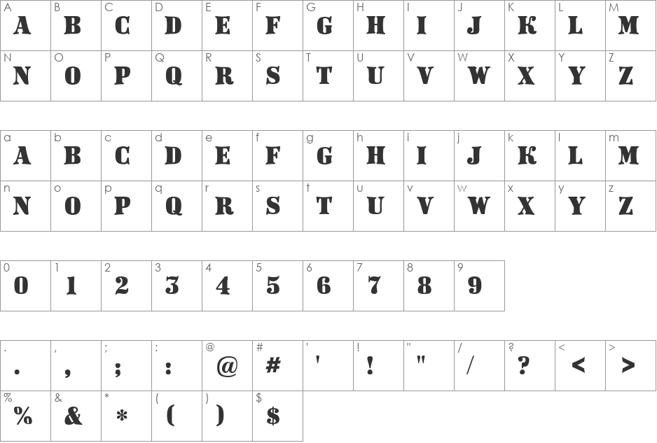 a_DodgerCncvDst font character map preview