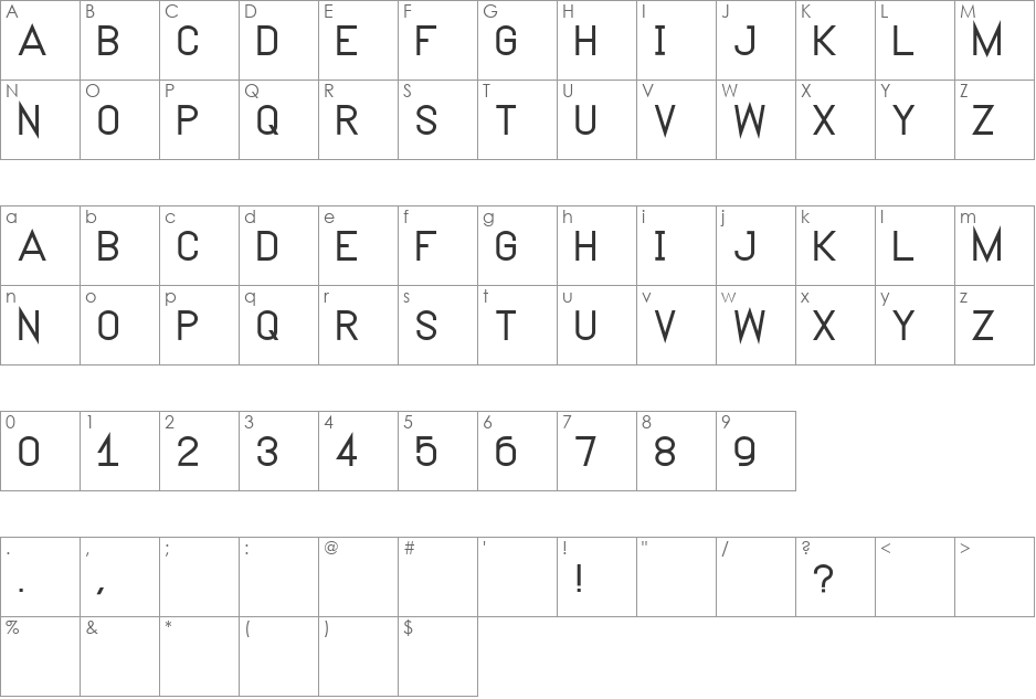 NEUTRON font character map preview