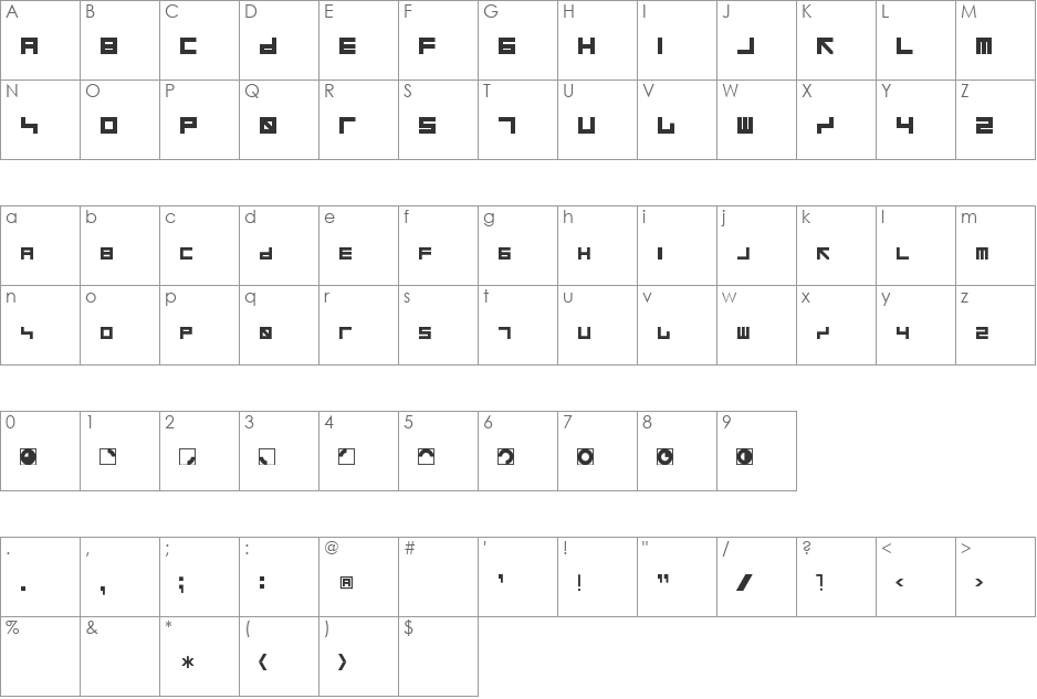 Neutronation font character map preview