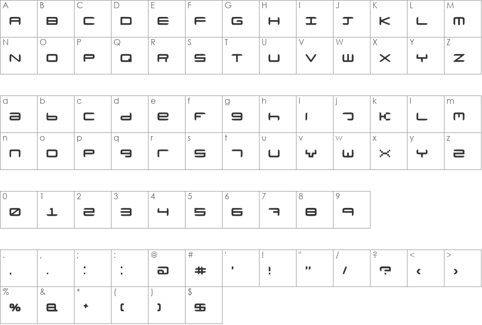 Neutronium font character map preview