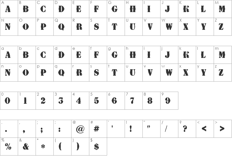 a_DodgerFldDst font character map preview